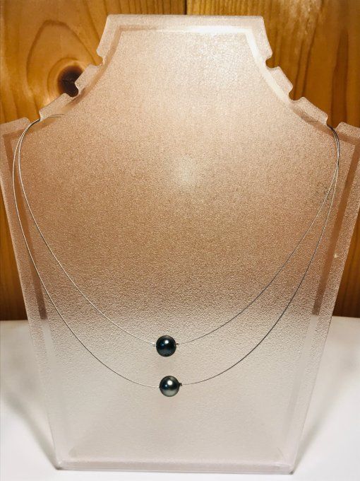 Collier câble 2 perles