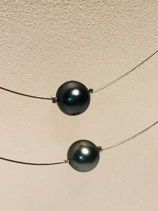 Collier câble 2 perles