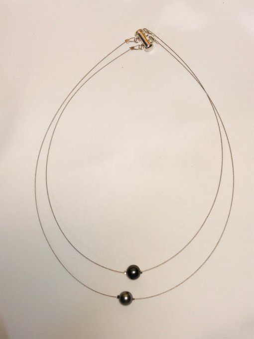 Collier câble 2 perles