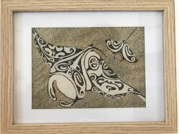 Tableau de sable "Raie Manta"