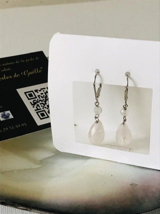 Boucle d'oreilles quartz rose
