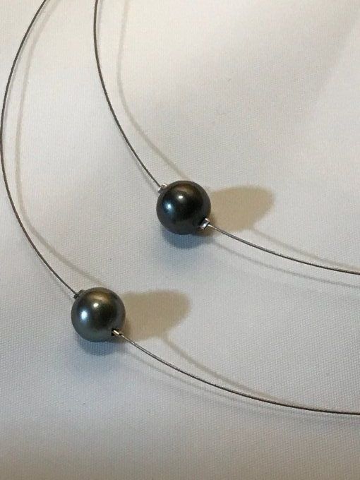 Collier câble 2 perles